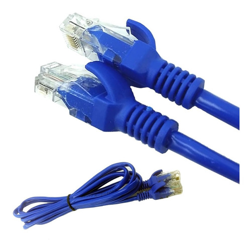 Cabo De Rede Patch Cord Cat5 Azul Trava De 2 Metros