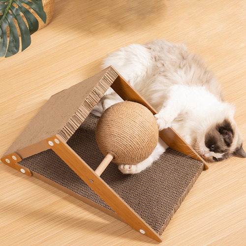 Juguete Para Rascar Gatos De Madera Con Bola Giratoria, L