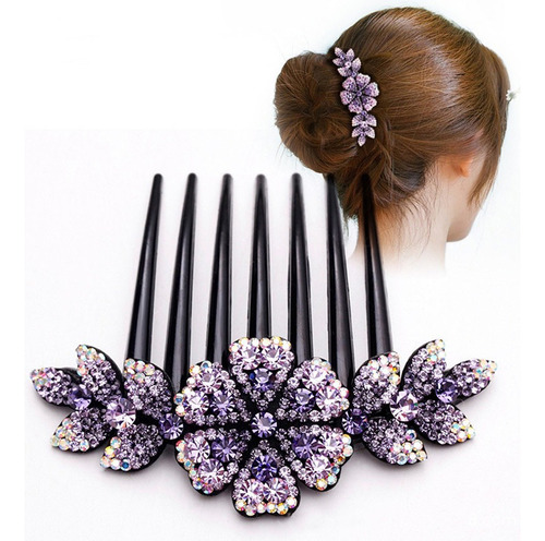 Conjunto De Pentes De Cabelo Com Flores De Strass Para Decor