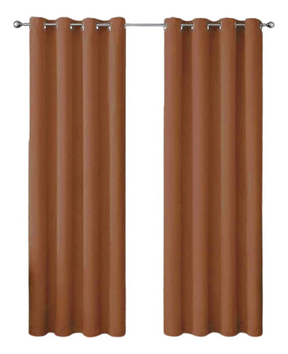 2 Cortinas Blackout Cn Aislamiento Térmico Color Terracota
