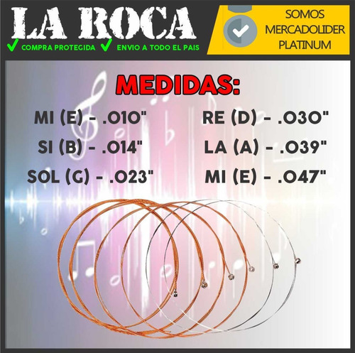 Imagen 4 de 10 de Encordado Cuerdas 010 Guitarra Acustica 6 Cuerdas