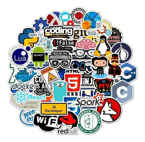 Imagen 1 de 5 de Programador Geek Java - Set De 50 Stickers / Calcomanias