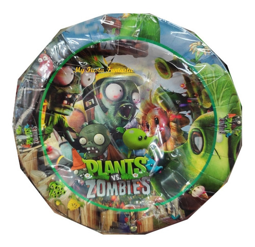 Plantas Vs Zombies Mix 20 Pza 10 Platos Pastel 10 Vasos Fies