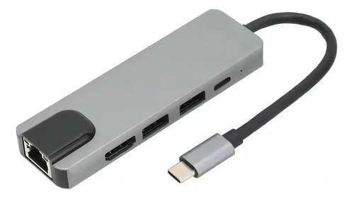 Hub Tipo C 5 En 1, Conexion Usb 3.0, Usb C, Hdmi Y Lan 100m  