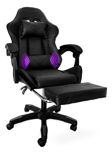 Silla Escritorio Oficina Ejecutiva Ergonómica Con Reposapies Color Negro Material Del Tapizado Cuero Sintético