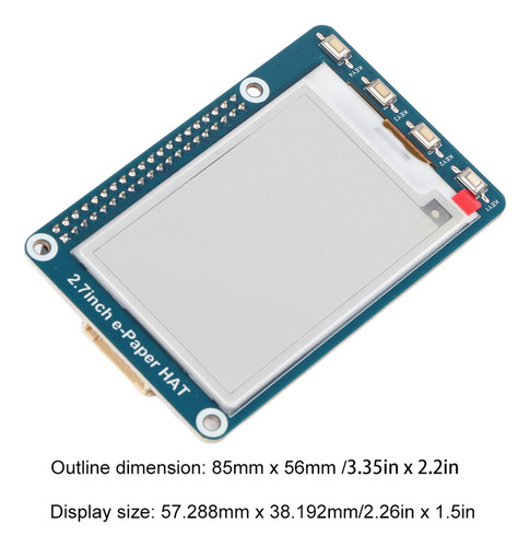Módulo De Tinta Epaper Hat Eink Para Raspberry Pi De 2.7 Pul