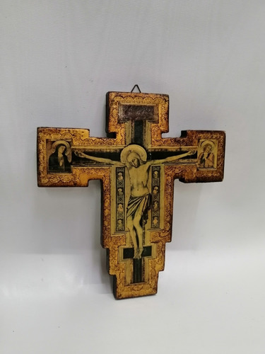 Icono Religioso Antiguo Ruso Madera Y Laminilla (Usado)