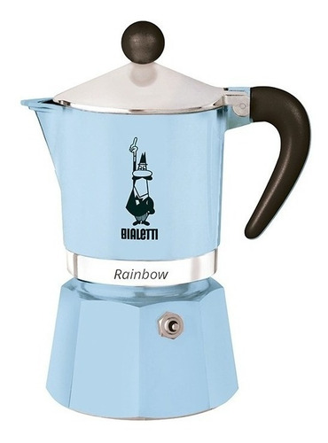 Cafetera Bialetti Rainbow 3 Cups manual azul claro italiana