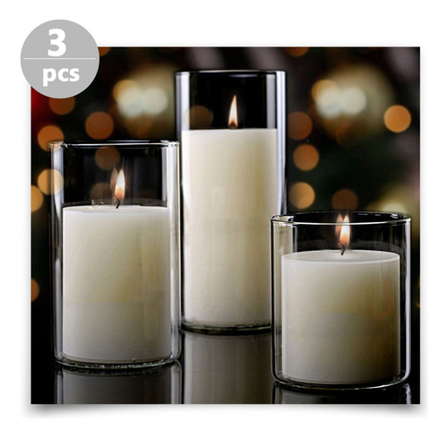 Portavelas Transparentes De Vidrio Para Velas De Té, 3 Unida