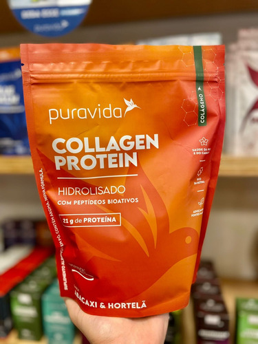 Collagen Protein Puravida 450g + Colágeno Verisol Sabor Abacaxi Com Hortelã