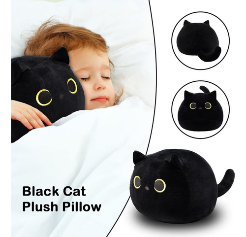 Almohada De Felpa De Gato Negro, Muñeco De Peluche Suave I