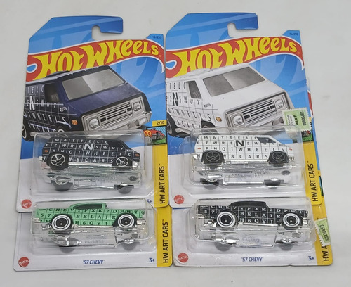 Chevy '57 Y Van 70s Hot Wheels Coleccion Art Cars Combo X4 Multicolor
