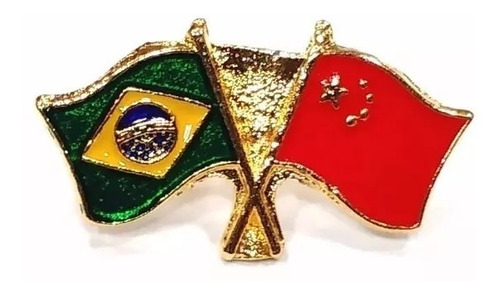Kit 10 Bótom Pim Broche Bandeira Brasil X China Folheado