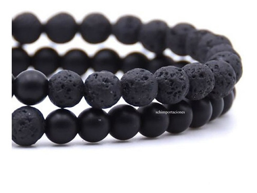 Pulseras De Distancia Lava Volcánica + Ónix Mate - Original