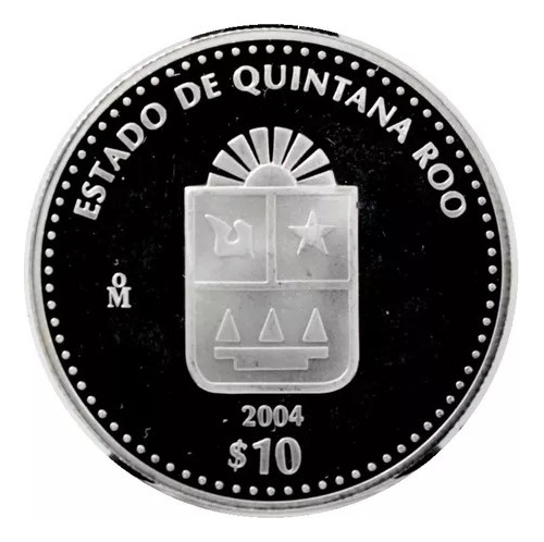 Onza $10 Plata Pura Proof 2004 Quintana Roo 1ra Fase Blister