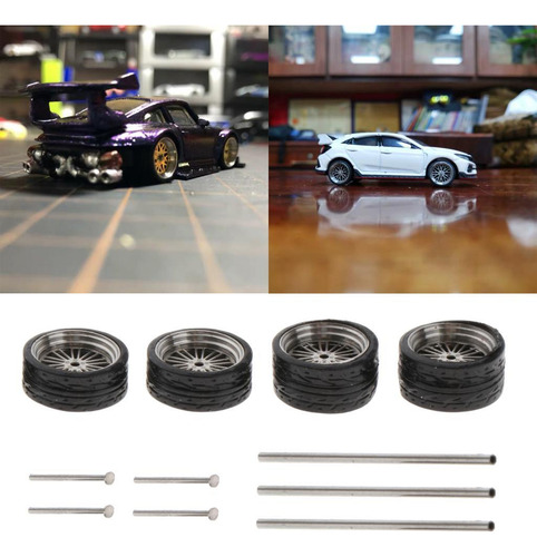 4 Piezas 11mm 1/64 Neumáticos De Escala Con Llanta Para B3