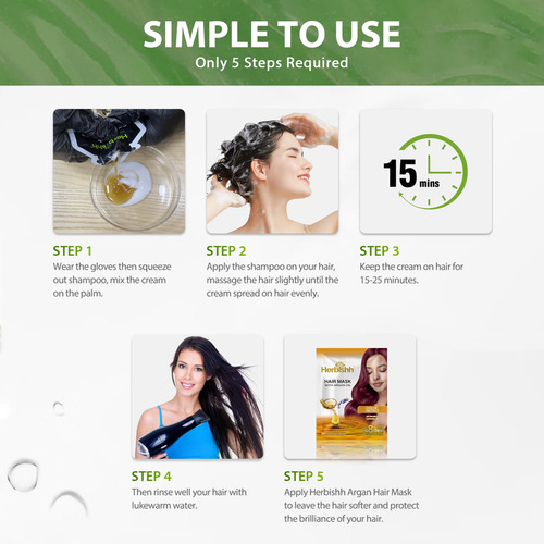 Herbishh Hair Color Shampoo 10 Sachet +1 Argan Hair Mask Pou
