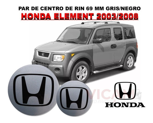 Par De Centros De Rin Honda Element 03-08 69 Mm Gris/negro