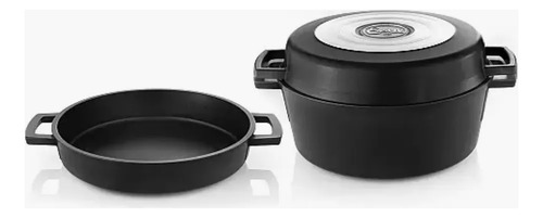 Set Nuit Essen 28 Cm 3 Piezas + Tapa De Vidrio - Impecable Negro