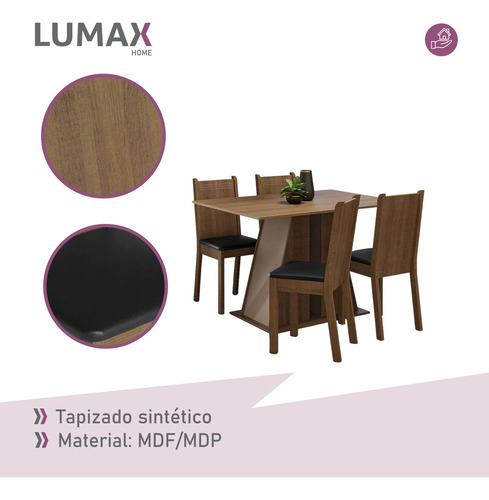 Juego De Comedor Con Mesa De Madera +4 Sillas Estilo Rustico