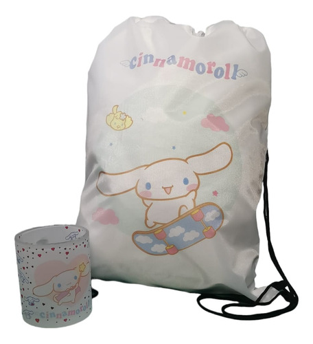 Cinnamoroll Pack Morral + Taza Empavonada Semi Traslucida 