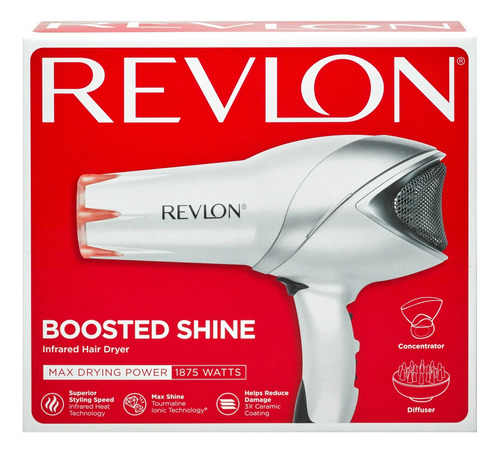 Secadora De Cabello Revlon Boosted Shine Calor Infrarrojo Blanco