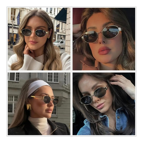 4pz Gafas Sol De Metal Ovaladas De Diseño Retro Estilo Moder Espejo