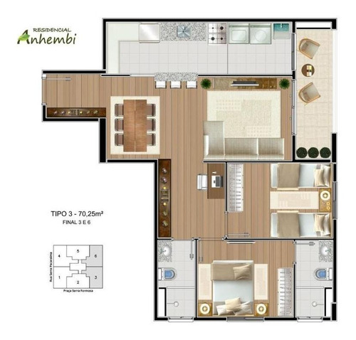 Imagem 3 de 18 de Apartamento À Venda, 70 M² Por R$ 280.000,00 - Jardim Anhembi - São José Dos Campos/sp - Ap1575
