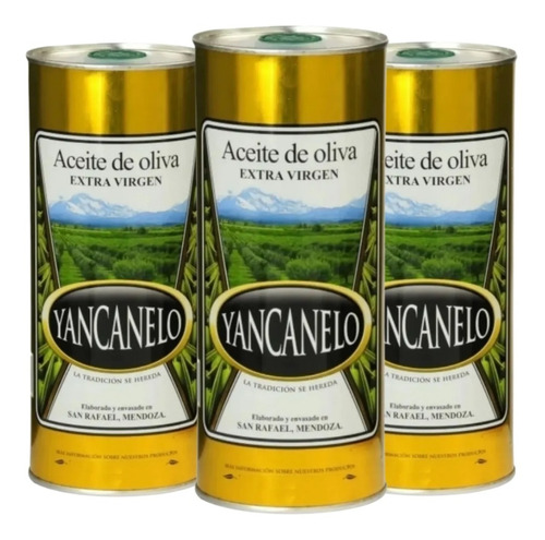 Aceite De Oliva Yancanelo Extra Virgen 1lt Pack X 3 - Lata
