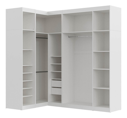 Guarda Roupa Modulado De Canto Com Espelho 6 Portas 3 Peças