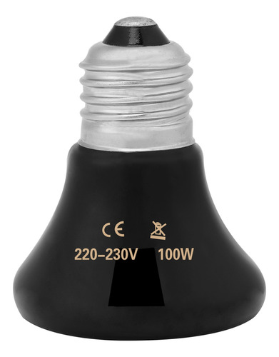 Lâmpada Emissora De Calor Preta Preta 100w De Cerâmica Infra