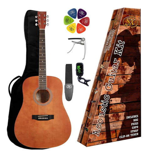 Pack Guitarra Acústica Sx Sd104kbr Con Funda Correa Afinador