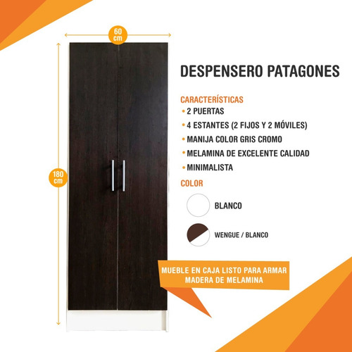 Imagen 6 de 9 de Combo Despensero 2 Puertas 1,80 M Cocina + Alacena 1,20 M #