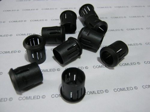 5x Suporte Preto Para Led 10mm Fácil Instalar Encaixe Trava