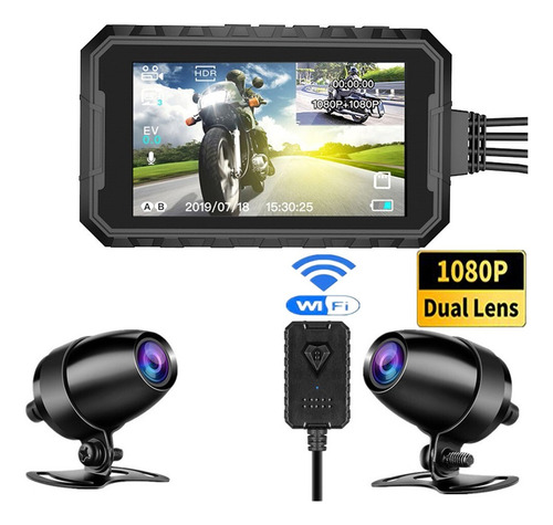 Grabadora De Vídeo De Doble Lente For Motocicleta Wifi 1080