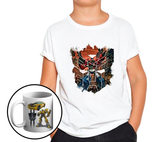 Remera Transformer Autobots Optimus Prime + Taza Bumblebee 