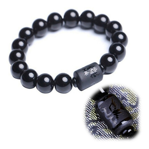 Pulseira Phoenix Pedras Onix 12mm Negras Moda Luxo Bolinhas Comprimento 0 Cm Diâmetro 0 Cm