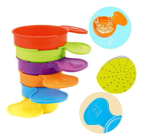 Juguetes De Baño Para Bebés, Botes Apilables Y Cucharas, Col