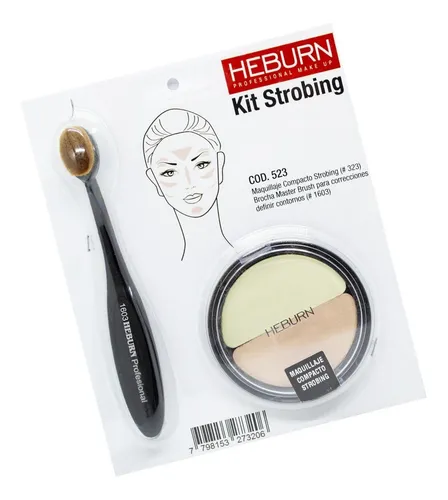 Heburn Maquillaje Strobing Iluminador 523 Corrector + Brocha Heburn Maquillaje Strobing Iluminador 523 Corrector + Brocha