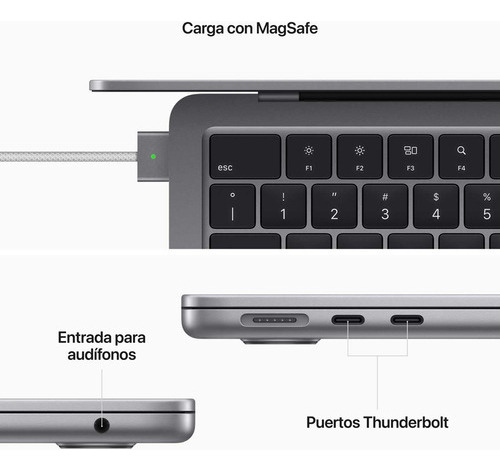 MacBook Air M2 2022 Spacegray 13.6 , Apple M2 8gb De Ram 512gb Ssd, Apple M2 10-core Gpu 2560x1664px Macos