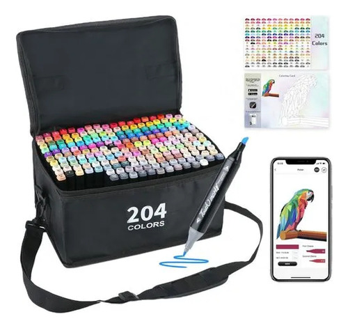 Kit Canetas Marcadores Touch Profissionais Para Colorir E Desenhar 204 Cores
