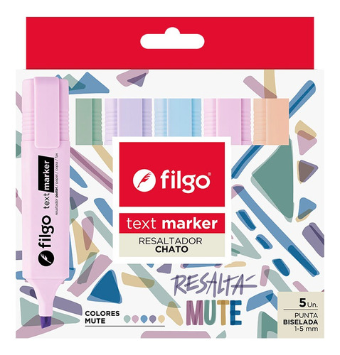 Resaltador Chato Filgo Text Marker Mute X 5 Und