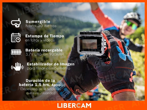 Imagen 5 de 10 de Camara Deportiva 4k Buceo Wifi Filmadora Accesorios Casco