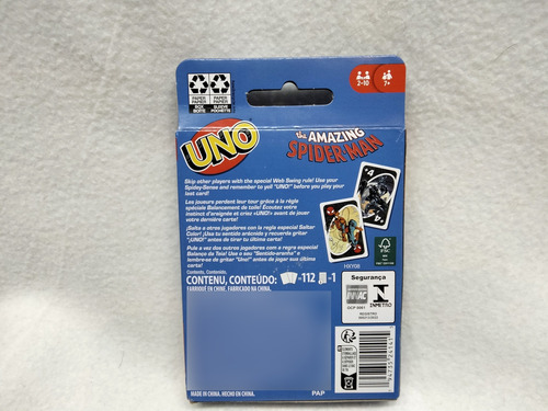 Mattel Uno Spiderman Marvel Comic Cartas