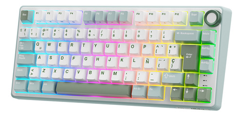 Rk Royal Kludge R75 Skycyan Silver Switch Teclado Mecánico Verde Claro Español España
