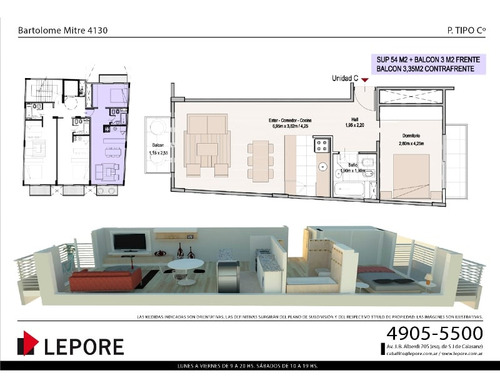Bartolomé Mitre 4130 1, 2 y 2 ambientes en duplex