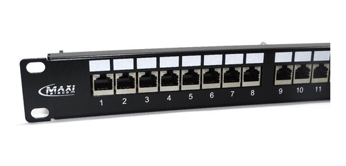 Imagem 1 de 3 de Patch Panel 24 Portas Cat.5e Blindado 0,5u Maxi Telecom