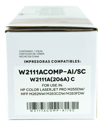 Toner Nuevo 206a Cy Sin Chip Compatible Con M283cdw Cian