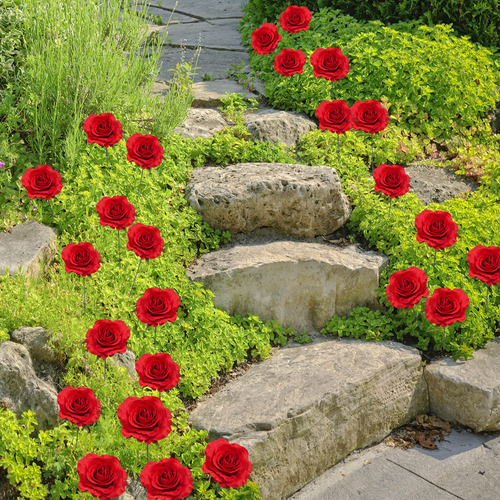2 Unidades De Decoración De Patio Y Jardín Con Forma De Rosa