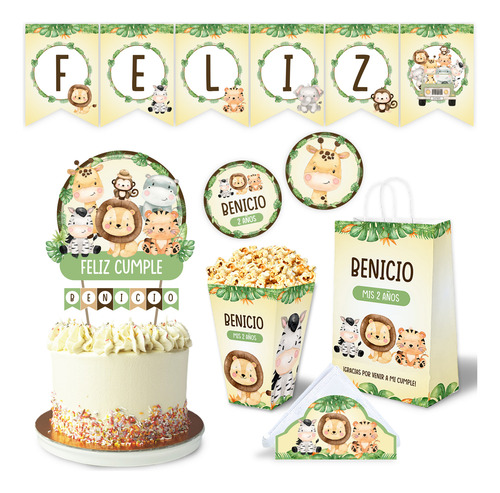 Kit Imprimible Animales Selva Safari Personalizado